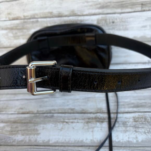 NEW Rebecca Minkoff Blythe Black Leather Shearling Belt Bag Fanny Pack Dog Clip - Picture 3 of 16